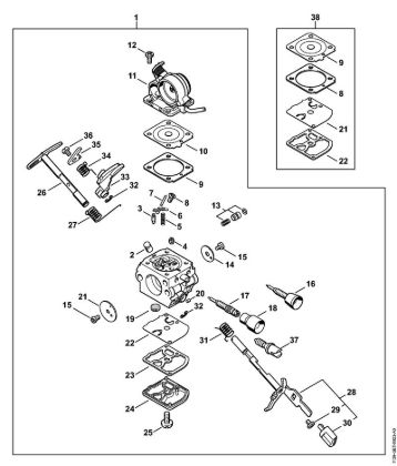 Carburetor C1Q-S192 MS 181 C (27.2013), (57.2012), (02.2011) Gasoline chain saws (MS) MS 181 C-BE Stihl