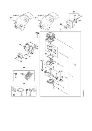 Picture of Crankcase, Cylinder, Muffler, Shroud MS 182