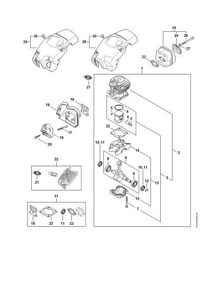 Picture of Crankcase, Cylinder, Muffler, Shroud MS 182
