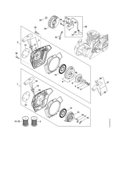 Picture of Rewind starter, Ignition system MS 182