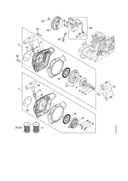 Picture of Rewind starter, Ignition system MS 182