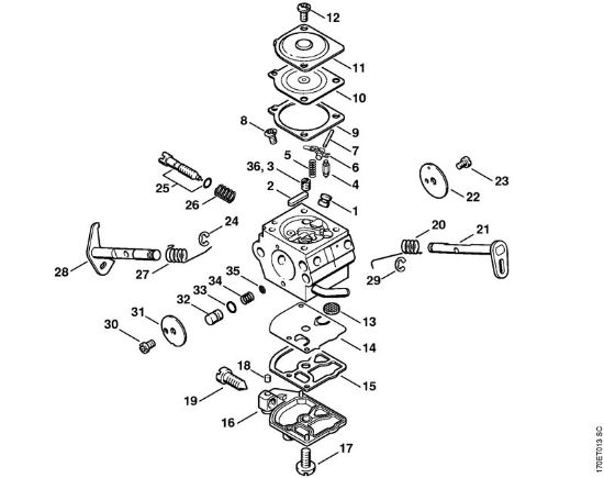 Carburetor C1Q-S46 Gasoline chain saws (MS) MS 190 T Stihl