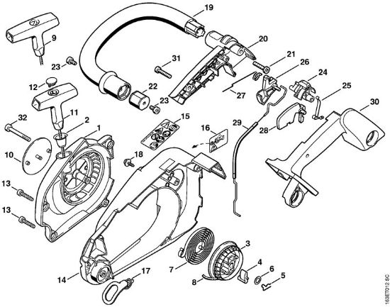 Fan housing, Handlebar Gasoline chain saws (MS) MS 190 T Stihl