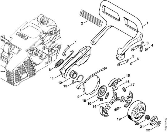 Hand guard, Chain brake Gasoline chain saws (MS) MS 190 T Stihl