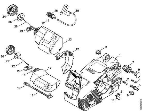 Motor housing Gasoline chain saws (MS) MS 190 T Stihl