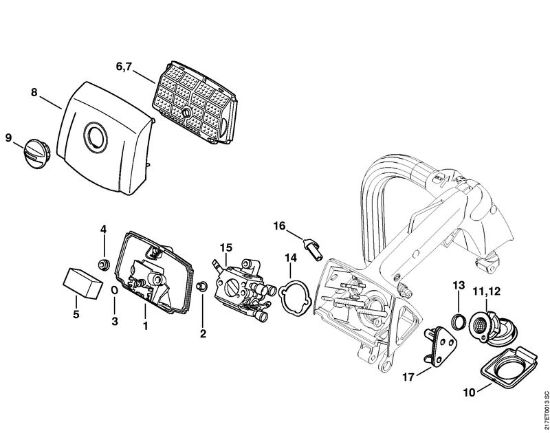 Air filter Gasoline chain saws (MS) MS 192 TC-E Stihl