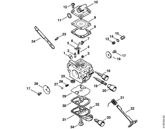 Carburetor C1Q-S125 BR Gasoline chain saws (MS) MS 192 TC-E Stihl
