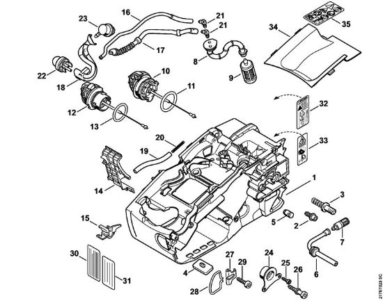 Motor housing Gasoline chain saws (MS) MS 192 TC-E Stihl
