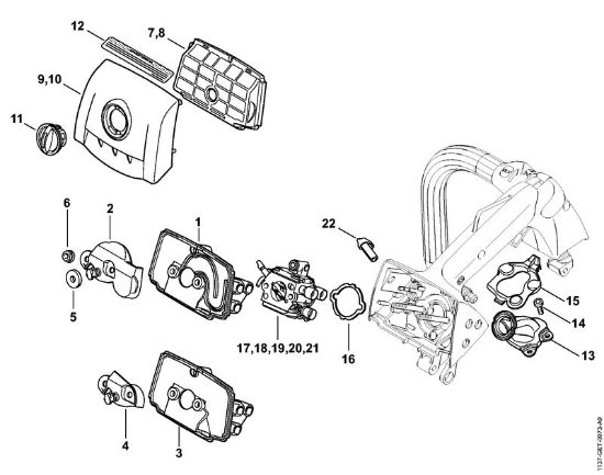 Air filter, Manifold Gasoline chain saws (MS) MS 193 T Stihl