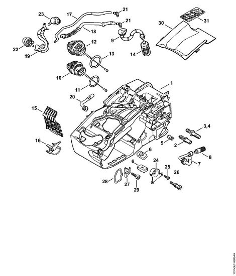 Motor housing Gasoline chain saws (MS) MS 193 T Stihl