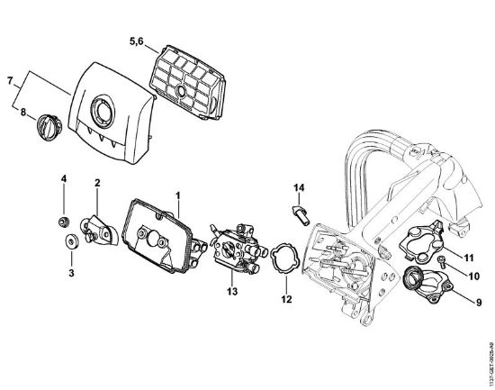 Air filter, Manifold Gasoline chain saws (MS) MS 194 T Stihl