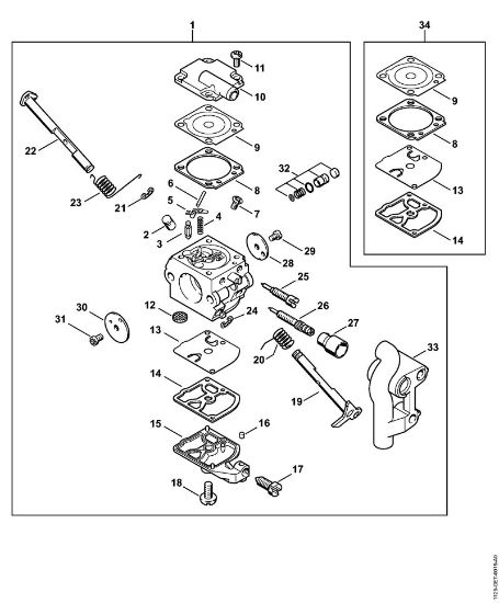 Carburetor C1Q-S127 Gasoline chain saws (MS) MS 200 Stihl