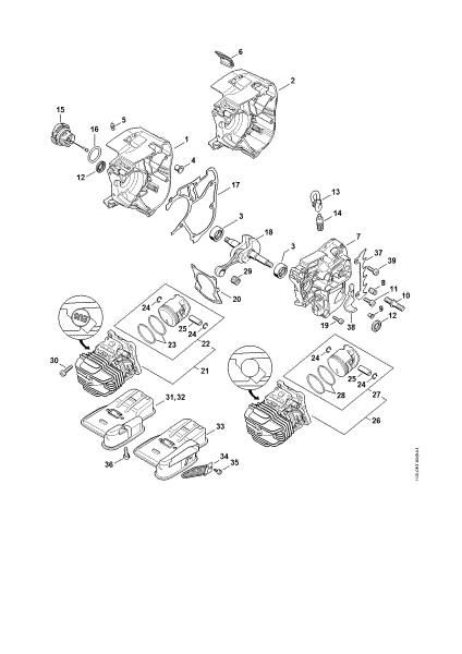 Picture of Crankcase, Cylinder, Muffler MS 201