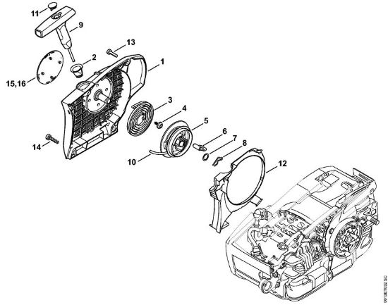 Rewind starter Gasoline chain saws (MS) MS 201 Stihl