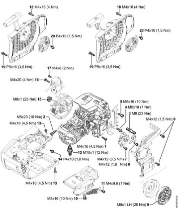 Tightening torques Gasoline chain saws (MS) MS 201 Stihl