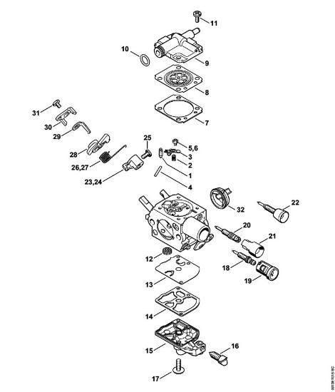 Carburetor C1Q-S251, C1Q-S249, C1Q-S215, C1Q-S189 Gasoline chain saws (MS) MS 201 C-E Stihl