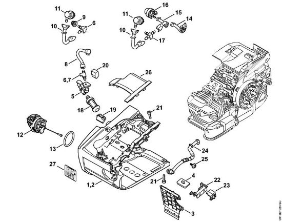 Tank housing Gasoline chain saws (MS) MS 201 C-EM Stihl