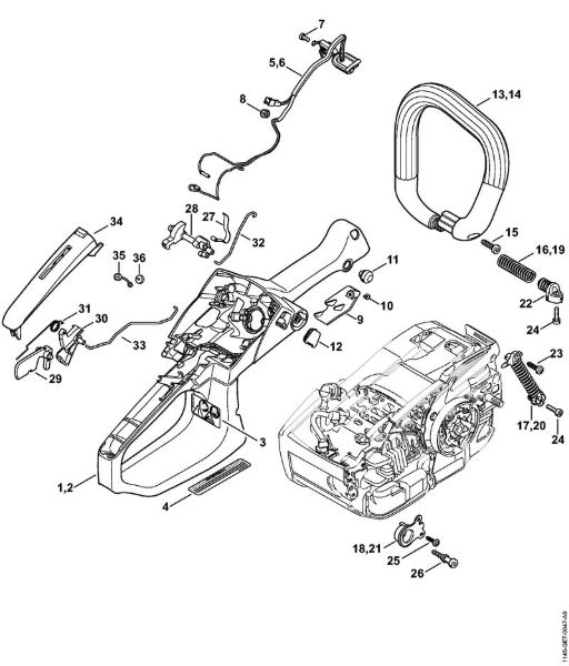 Handle housing, Handlebar M-Tronic Gasoline chain saws (MS) MS 201 C-M Stihl