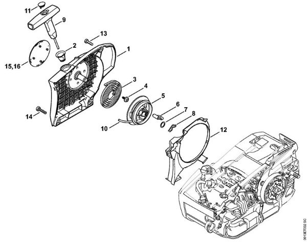Rewind starter Gasoline chain saws (MS) MS 201 C-M Stihl