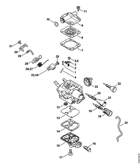 Carburetor C1Q-S250, C1Q-S248, C1Q-S214, C1Q-S188 Gasoline chain saws (MS) MS 201 T Stihl