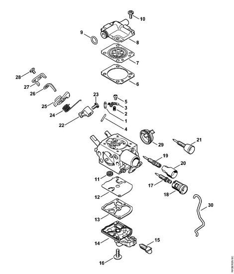 Carburetor C1Q-S280, C1Q-S283 Gasoline chain saws (MS) MS 201 T Stihl