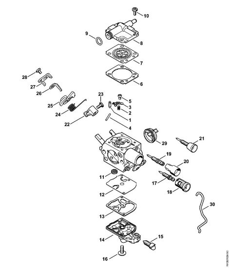 Carburetor C1Q-S281, C1Q-S284 Gasoline chain saws (MS) MS 201 TC-E Stihl