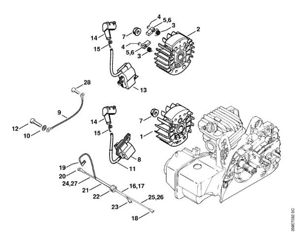 Ignition system Gasoline chain saws (MS) MS 210 Stihl