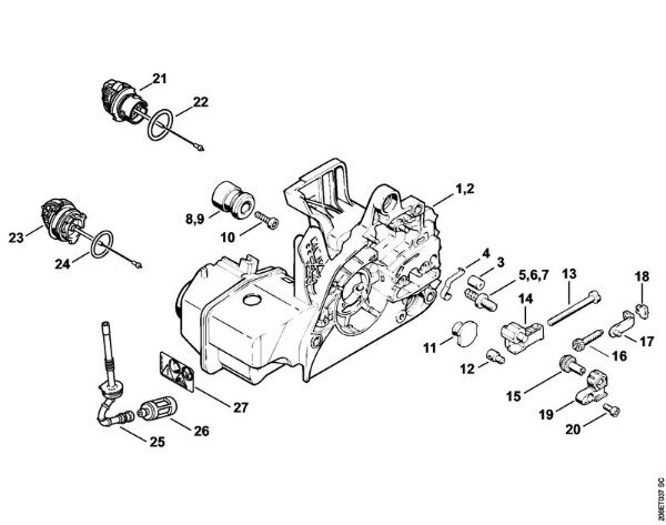 Motor housing Gasoline chain saws (MS) MS 210 Stihl