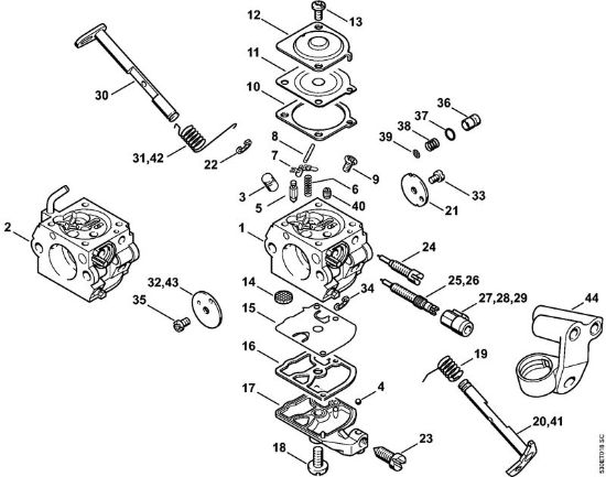 Carburetor C1Q-100335, C1Q-S86 Gasoline chain saws (MS) MS 210 C-B Stihl
