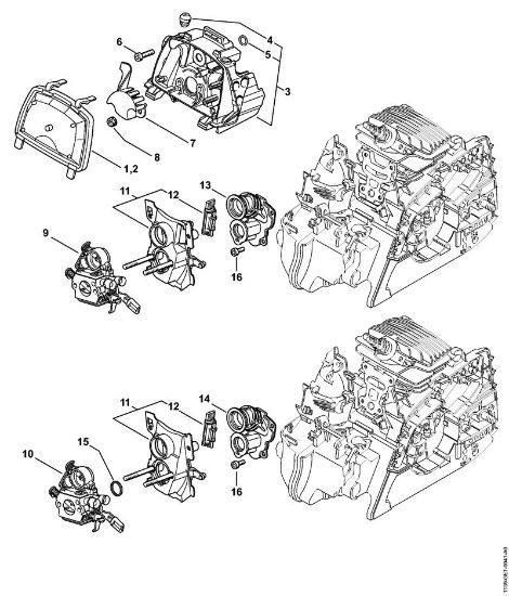 Air filter, Manifold MS 211 Gasoline chain saws (MS) MS 211 Stihl