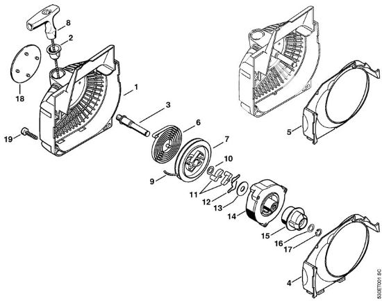 Fan housing with rewind starter Gasoline chain saws (MS) MS 230 C-BE Stihl
