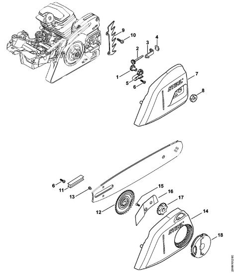 Chain tensioner, Chain sprocket cover Gasoline chain saws (MS) MS 231 Stihl