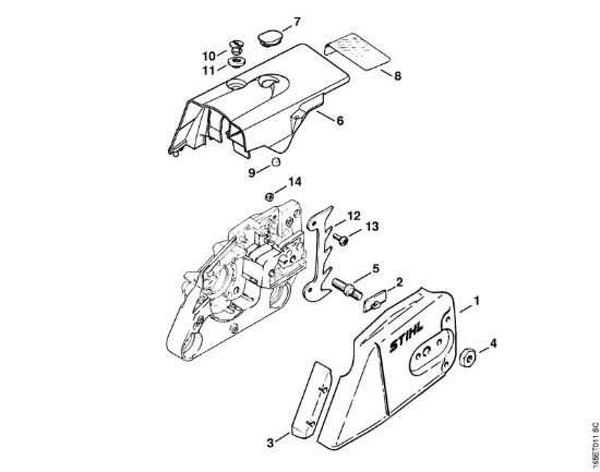 Chain sprocket cover, Shroud Gasoline chain saws (MS) MS 240 Stihl