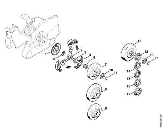 Clutch, Chain sprocket Gasoline chain saws (MS) MS 240 Stihl