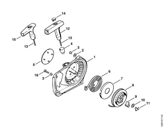 Rewind starter Gasoline chain saws (MS) MS 240 Stihl