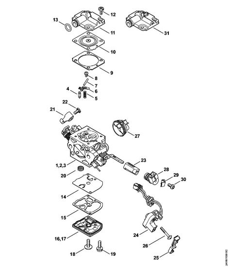 Carburetor C1Q-S275, C1Q-S276, C1Q-S277 Gasoline chain saws (MS) MS 241 C-M Stihl