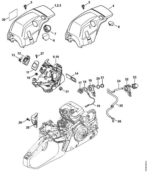 Shroud, Air baffle Gasoline chain saws (MS) MS 241 C-M Stihl