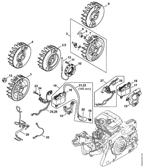 Ignition system, Wiring harness Gasoline chain saws (MS) MS 241 C-M VW Stihl