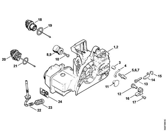 Motor housing Gasoline chain saws (MS) MS 250 Stihl
