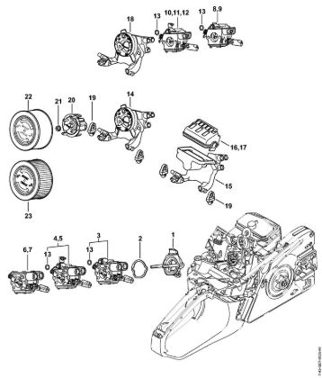 Carburetor bracket, Air filter Gasoline chain saws (MS) MS 251 Stihl