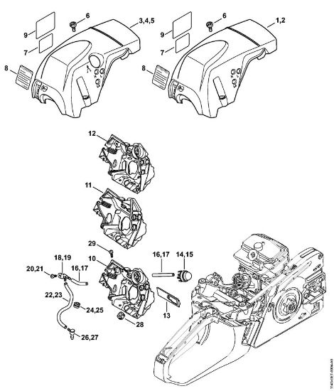 Shroud, Air baffle Gasoline chain saws (MS) MS 251 Stihl