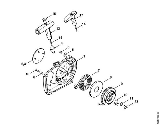 Rewind starter Gasoline chain saws (MS) MS 260 Stihl