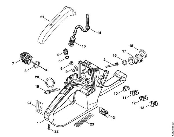 Tank housing Gasoline chain saws (MS) MS 260-DW Stihl