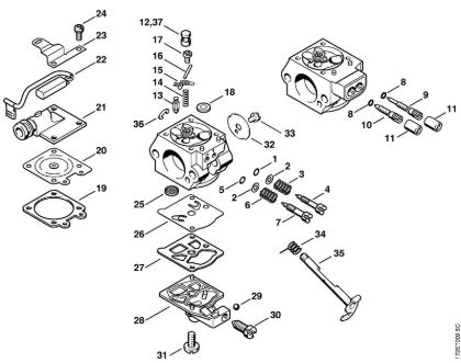 Carburetor WT-427, WT-581, WT-590    1 62 154 675, 2 62 187 361 (07.2004) Gasoline chain saws (MS) MS 260-VW Stihl