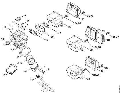 Cylinder, Muffler Gasoline chain saws (MS) MS 260-VW Stihl