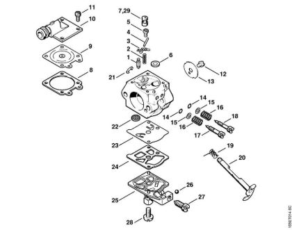 Carburetor WT-426    1 62 154 675, 2 62 187 361 (07.2004) Gasoline chain saws (MS) MS 260-W Stihl