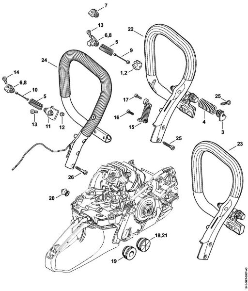 AV system, Handlebar Gasoline chain saws (MS) MS 261 C-M VW Stihl
