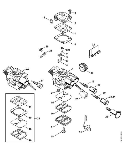 Carburetor C1Q-S254, C1Q-S213, C1Q-S180 Gasoline chain saws (MS) MS 261-VW Stihl