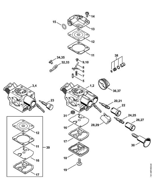 Carburetor C1Q-S247, C1Q-S253, C1Q-S212, C1Q-S179 Gasoline chain saws (MS) MS 271 C-BE Stihl