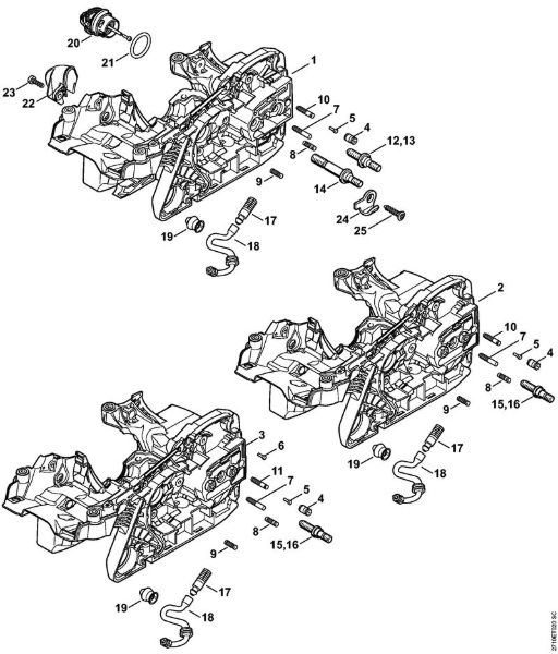 Motor housing Gasoline chain saws (MS) MS 271 C-BE Stihl